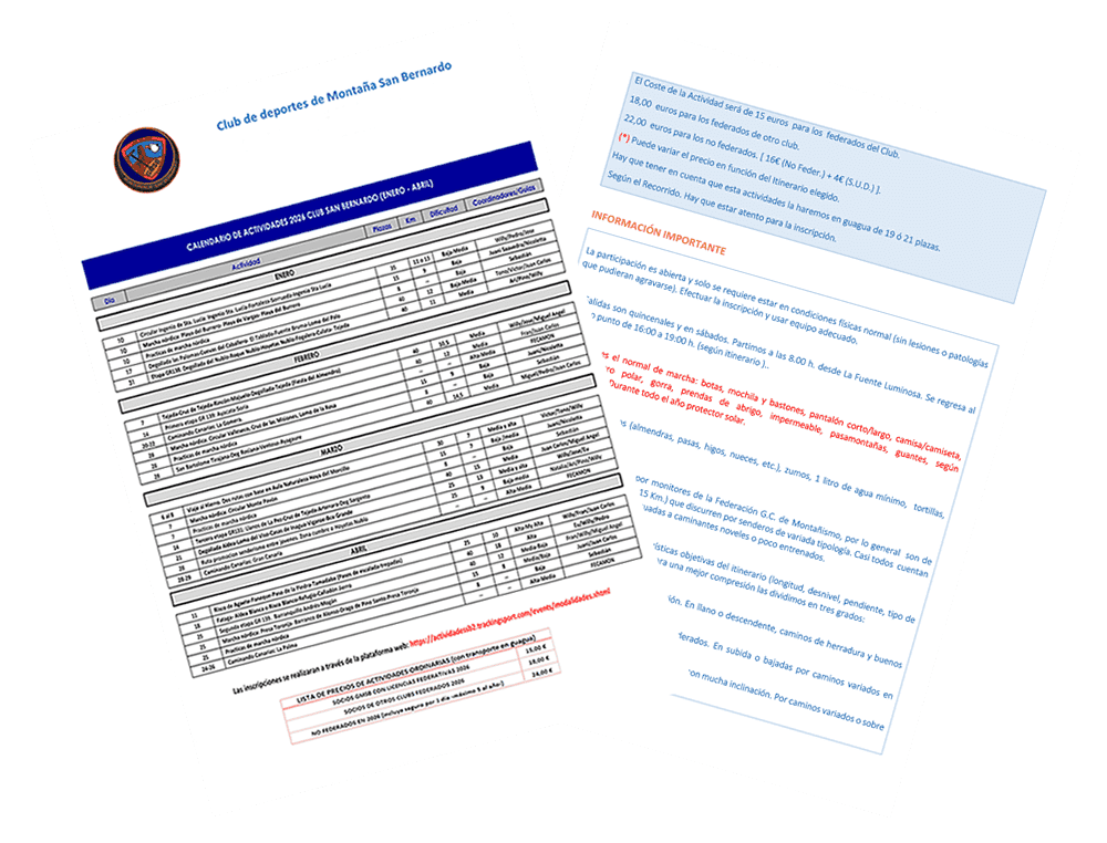 Salidas Senderismo 2024 salidas senderismo del grupo montañero San Bernardo